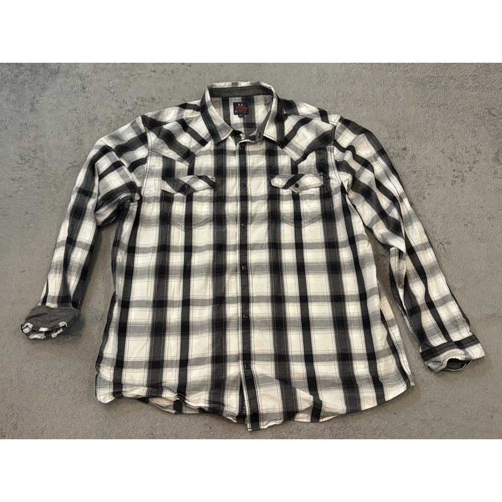 Moonshine Spirit Brad Paisley Mens XXL Black White Plaid Western Button Down